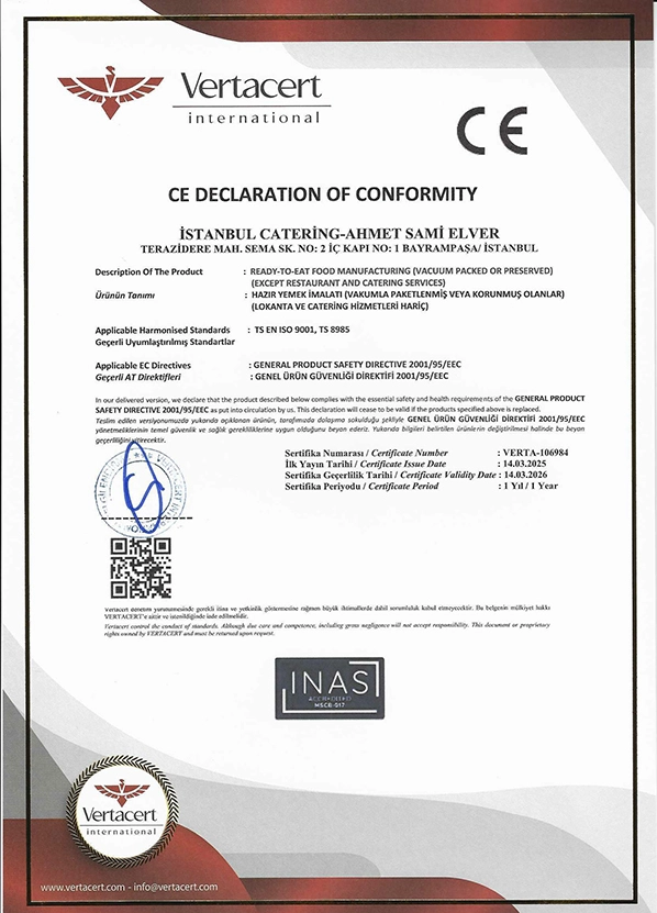 CE Uygunluk Beyanı Sertifikası