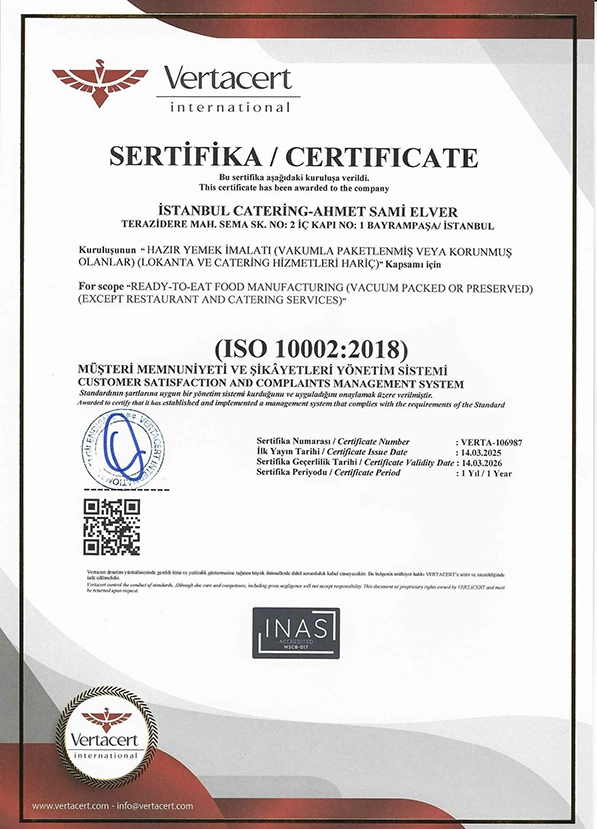 ISO 10002:2018 Müşteri Memnuniyeti Sertifikası