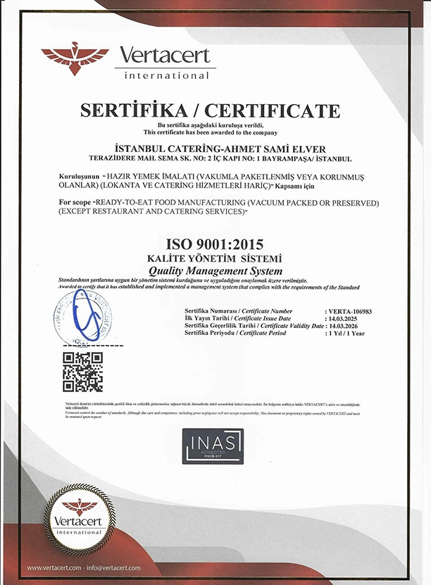 ISO 9001:2015 Kalite Yönetim Sistemi Sertifikası